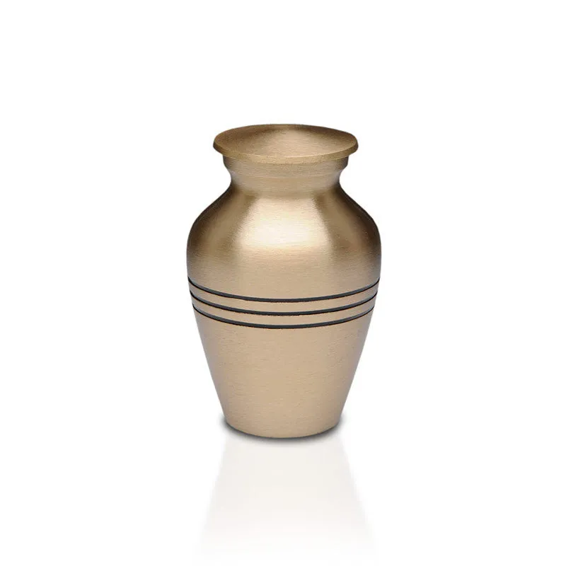 Traditional Brass Cremation Urn with Decorative Rings