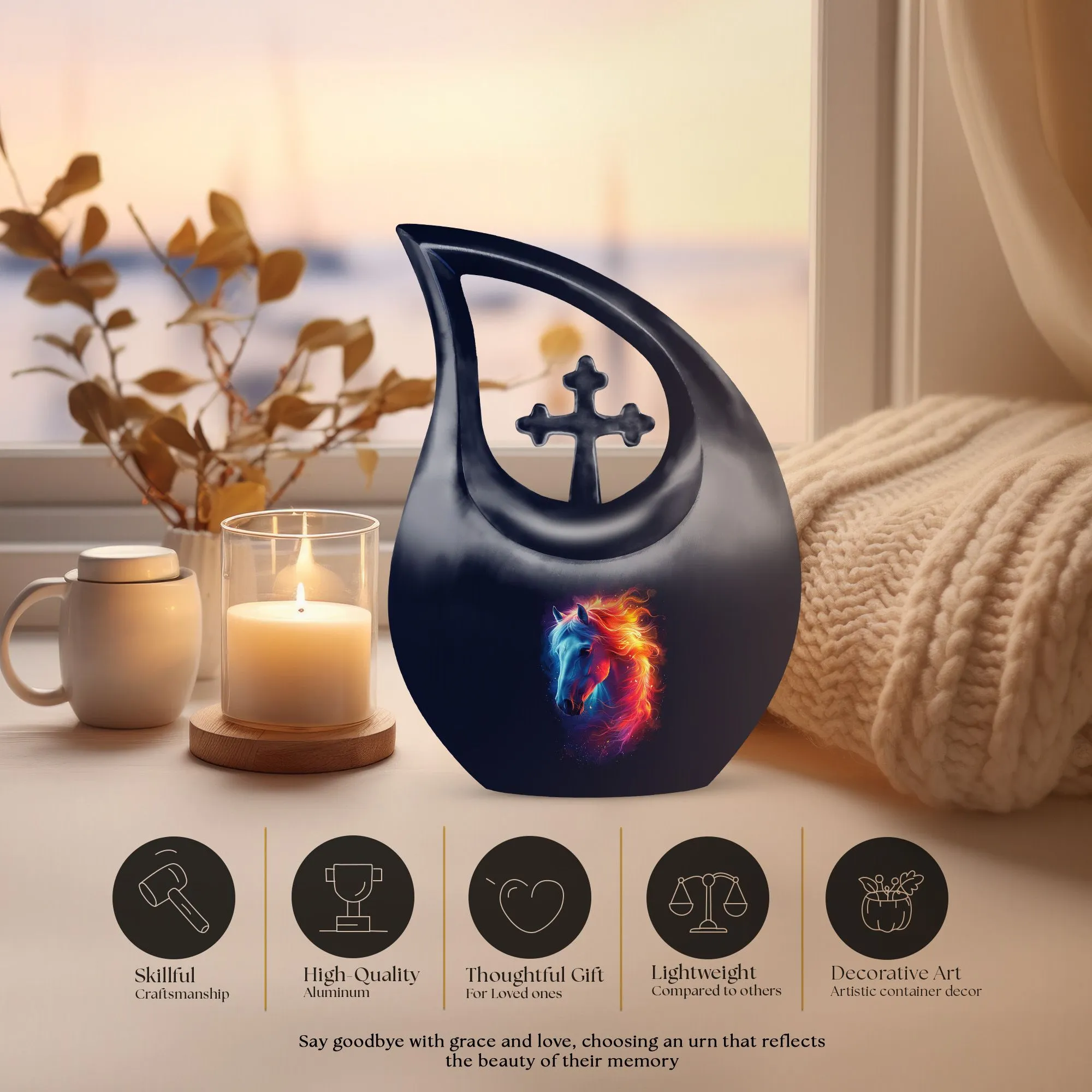 Tribute Horse Custom Memorial Urn - Personalized Ashes Keepsake