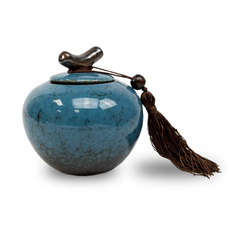 Turquoise Ceramic Keepsake Urn