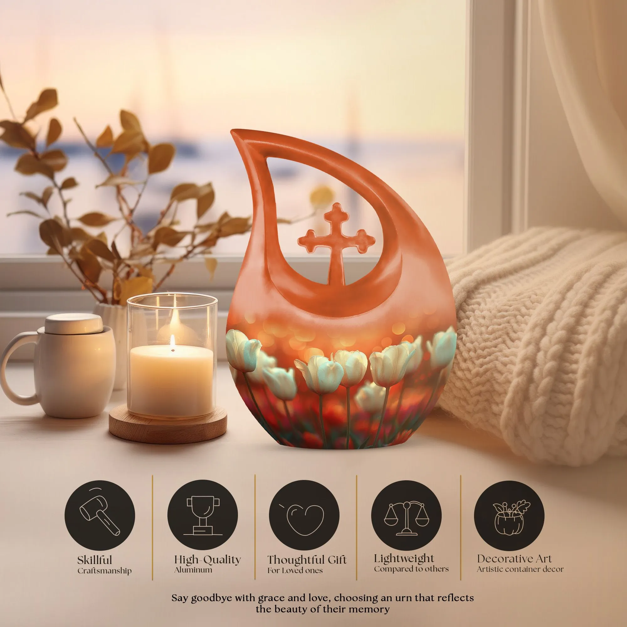 Twilight's Tender Blooms Memento Urn - A Sacred Tribute