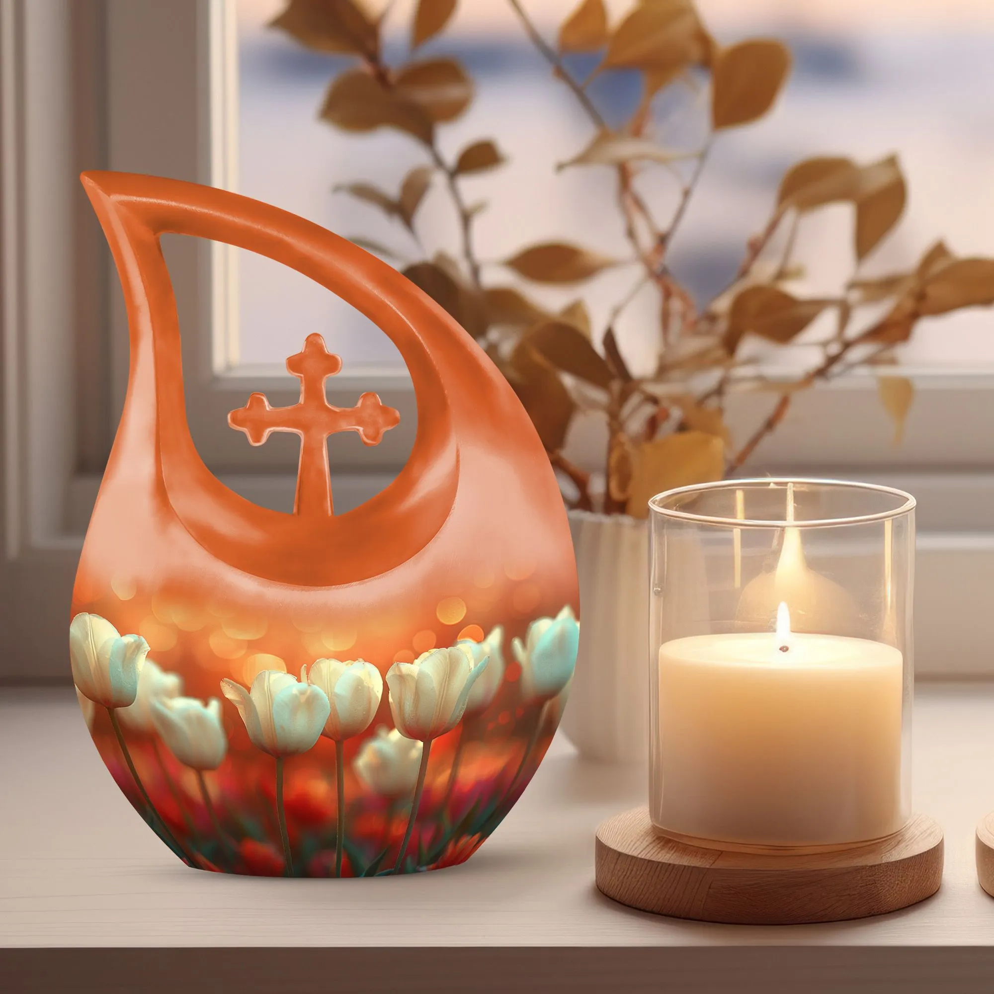 Twilight's Tender Blooms Memento Urn - A Sacred Tribute