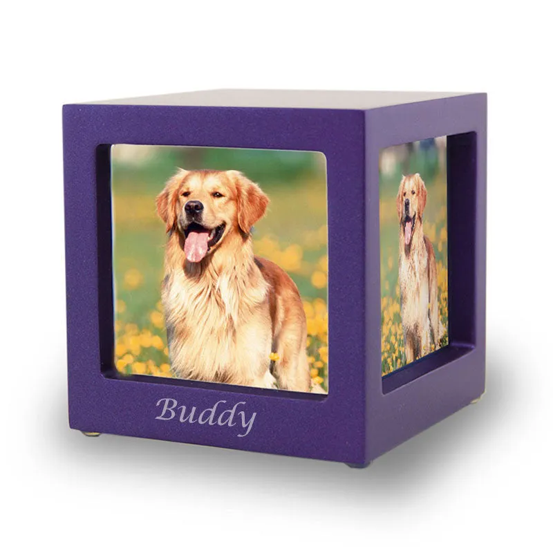 Violet Pet Photo Cube Urn In Small