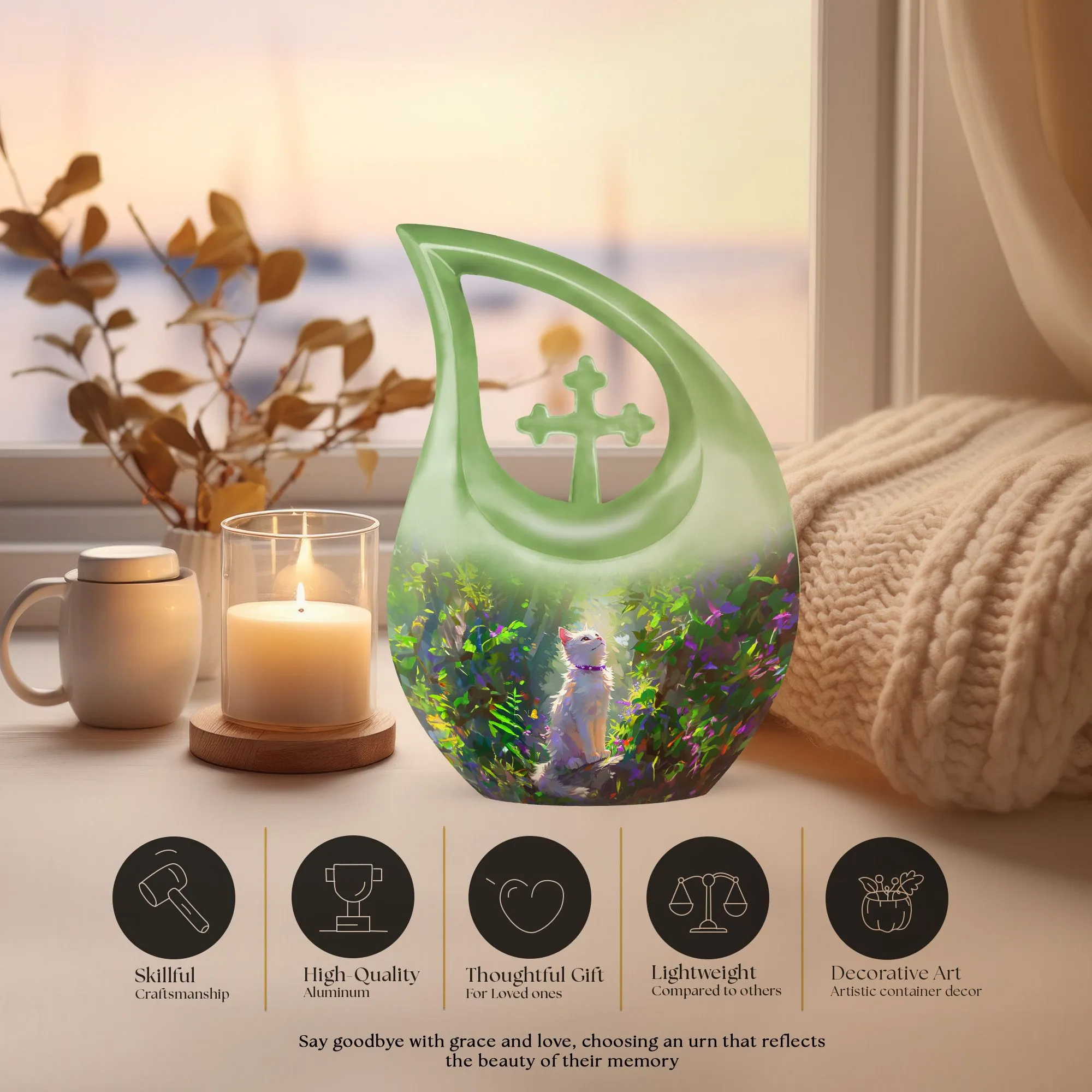 White Cat Urn - Premium Selection for Cherished Memories