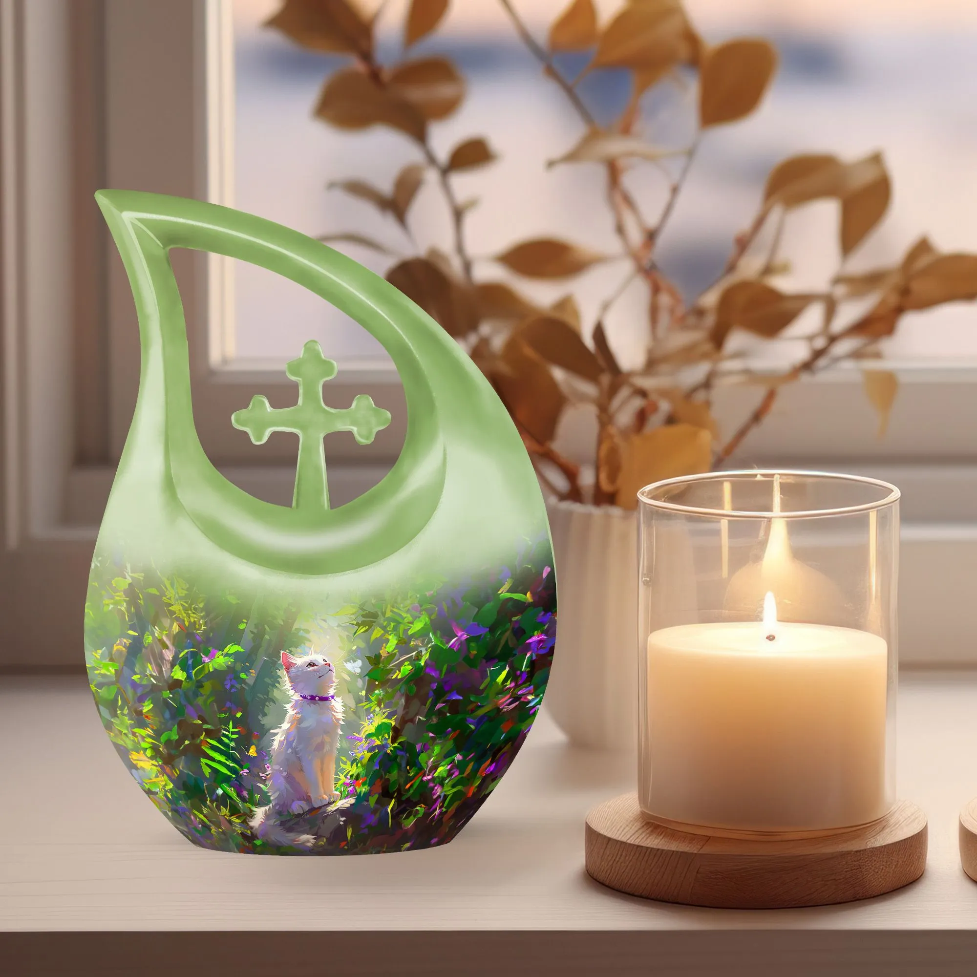 White Cat Urn - Premium Selection for Cherished Memories