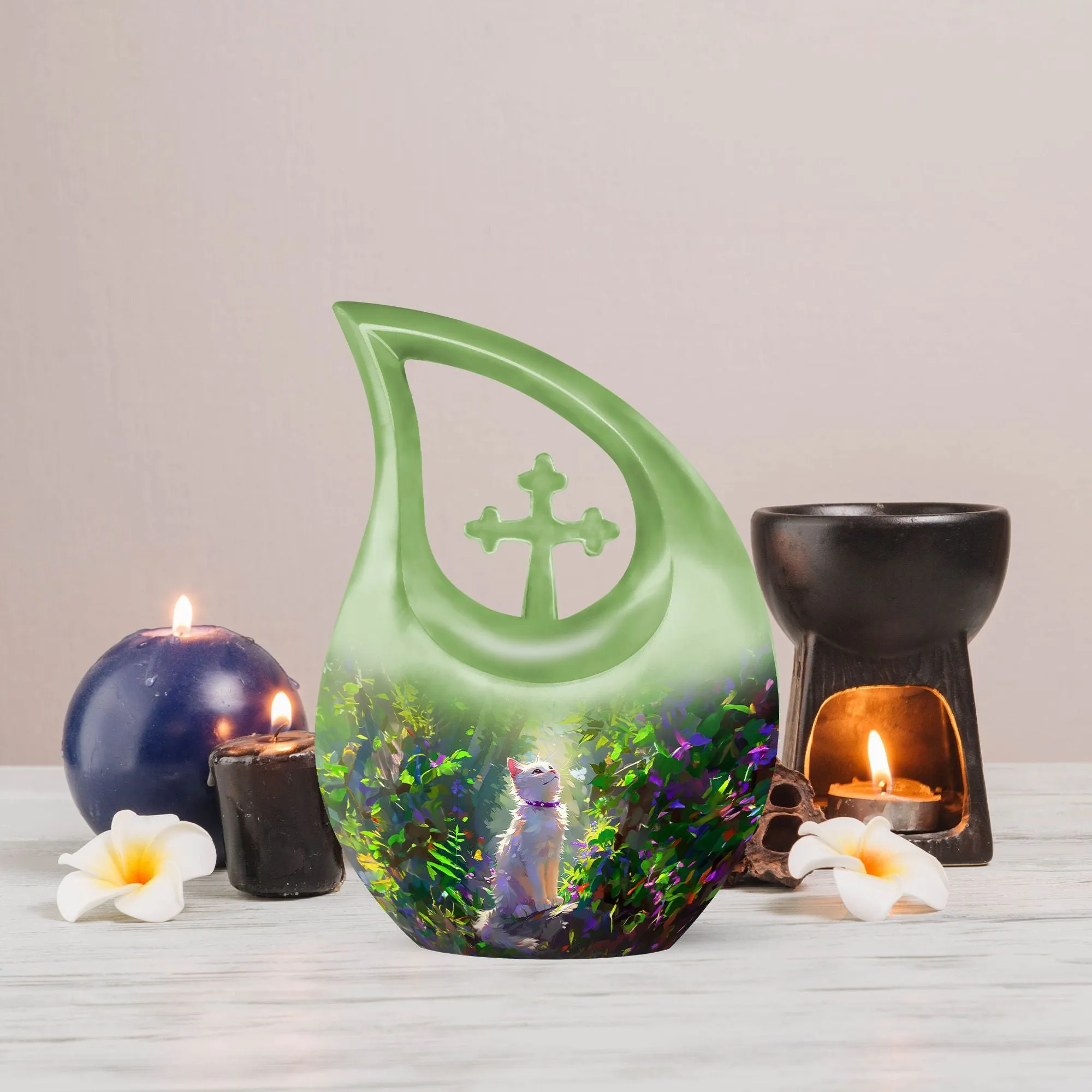 White Cat Urn - Premium Selection for Cherished Memories