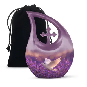 White Dove on Purple, Personalized Urn For Beloved Mom