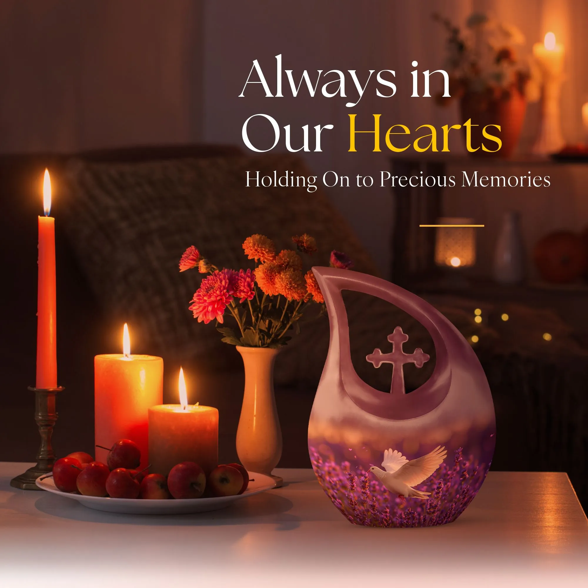 White Dove on Purple, Personalized Urn For Beloved Mom