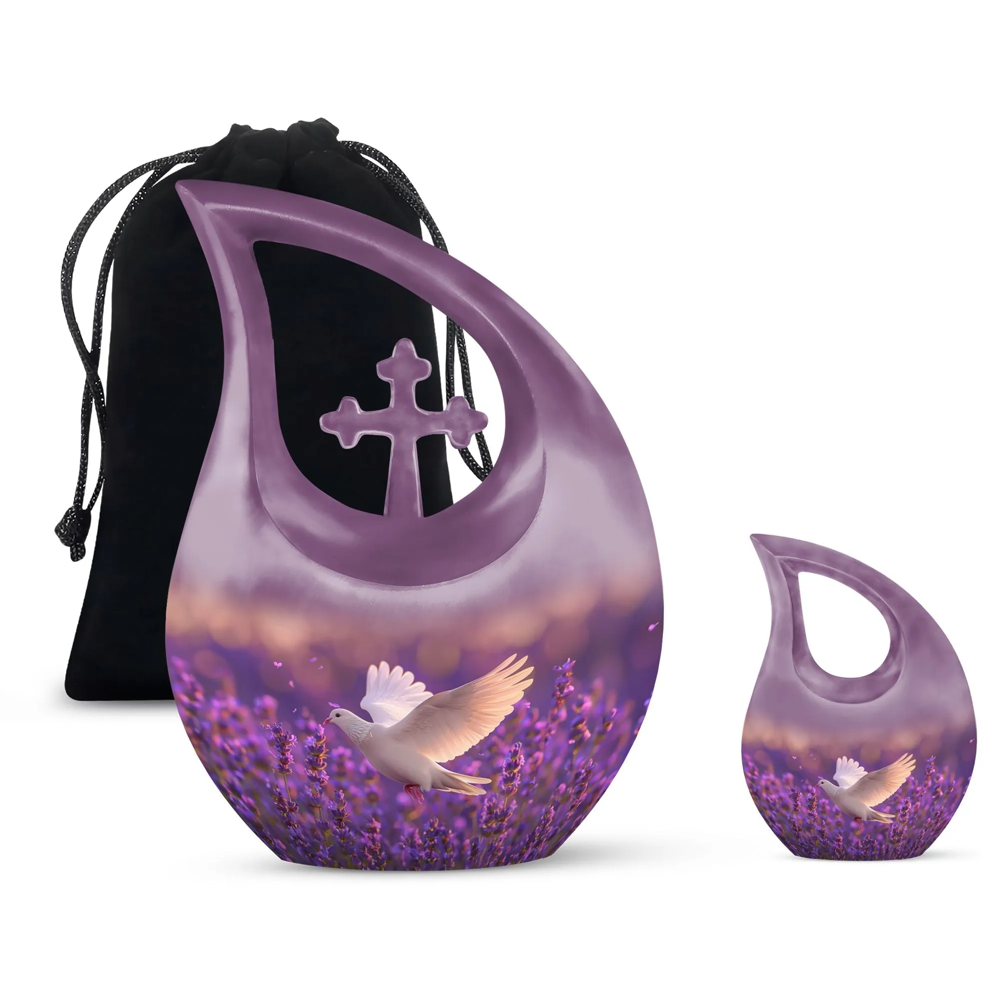 White Dove on Purple, Personalized Urn For Beloved Mom