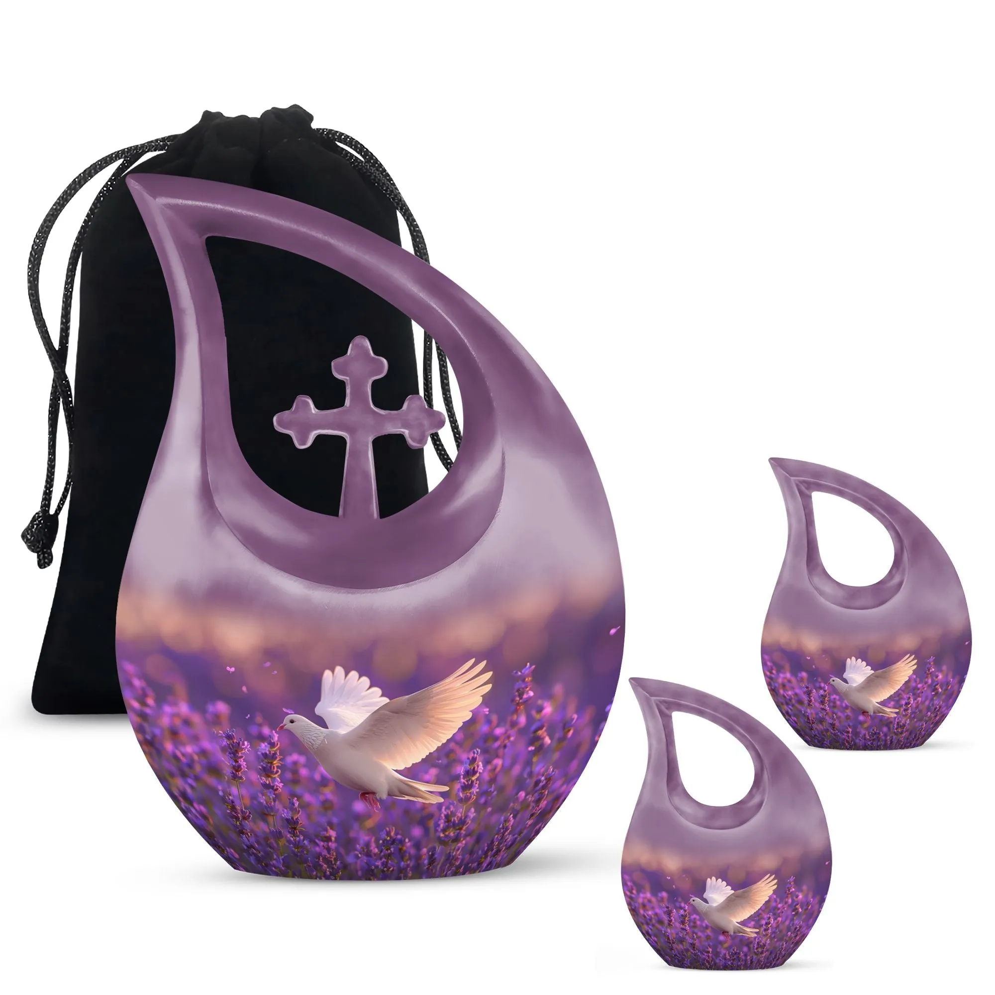 White Dove on Purple, Personalized Urn For Beloved Mom