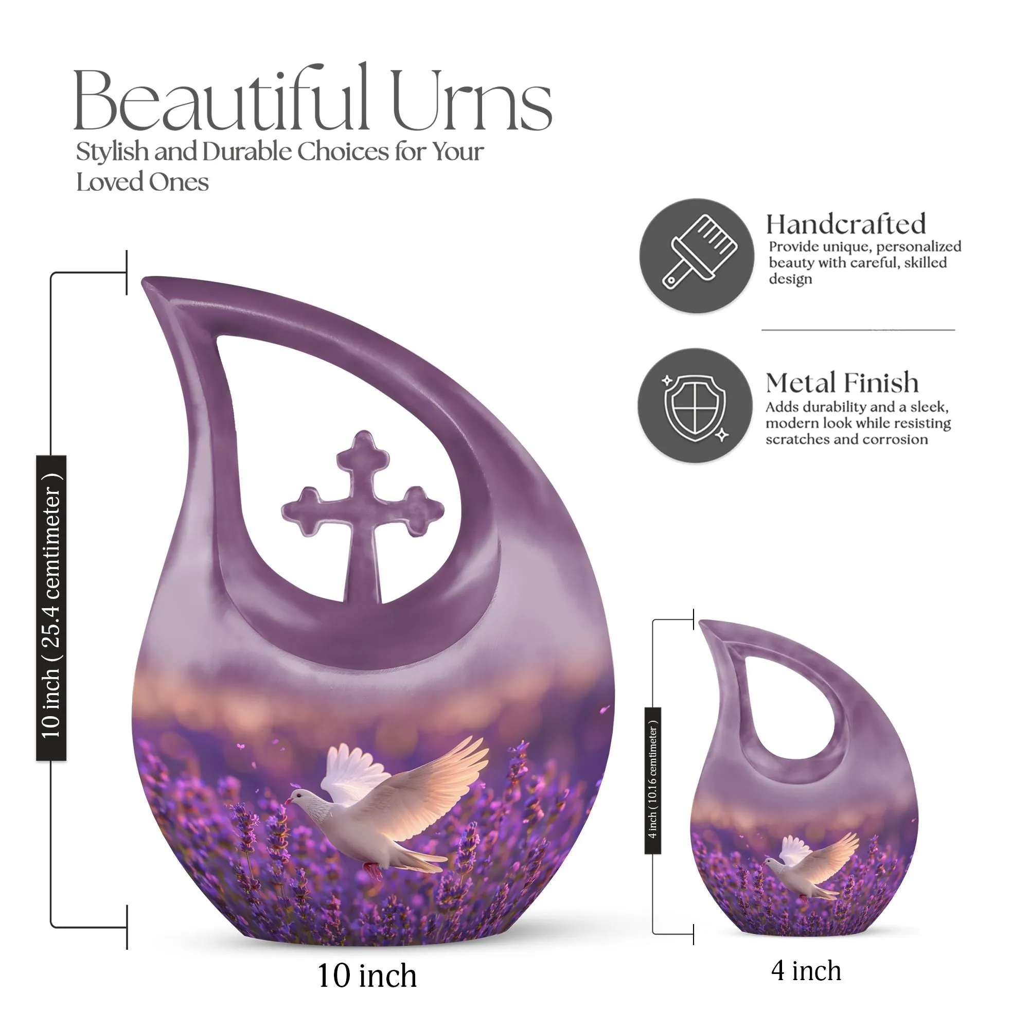 White Dove on Purple, Personalized Urn For Beloved Mom