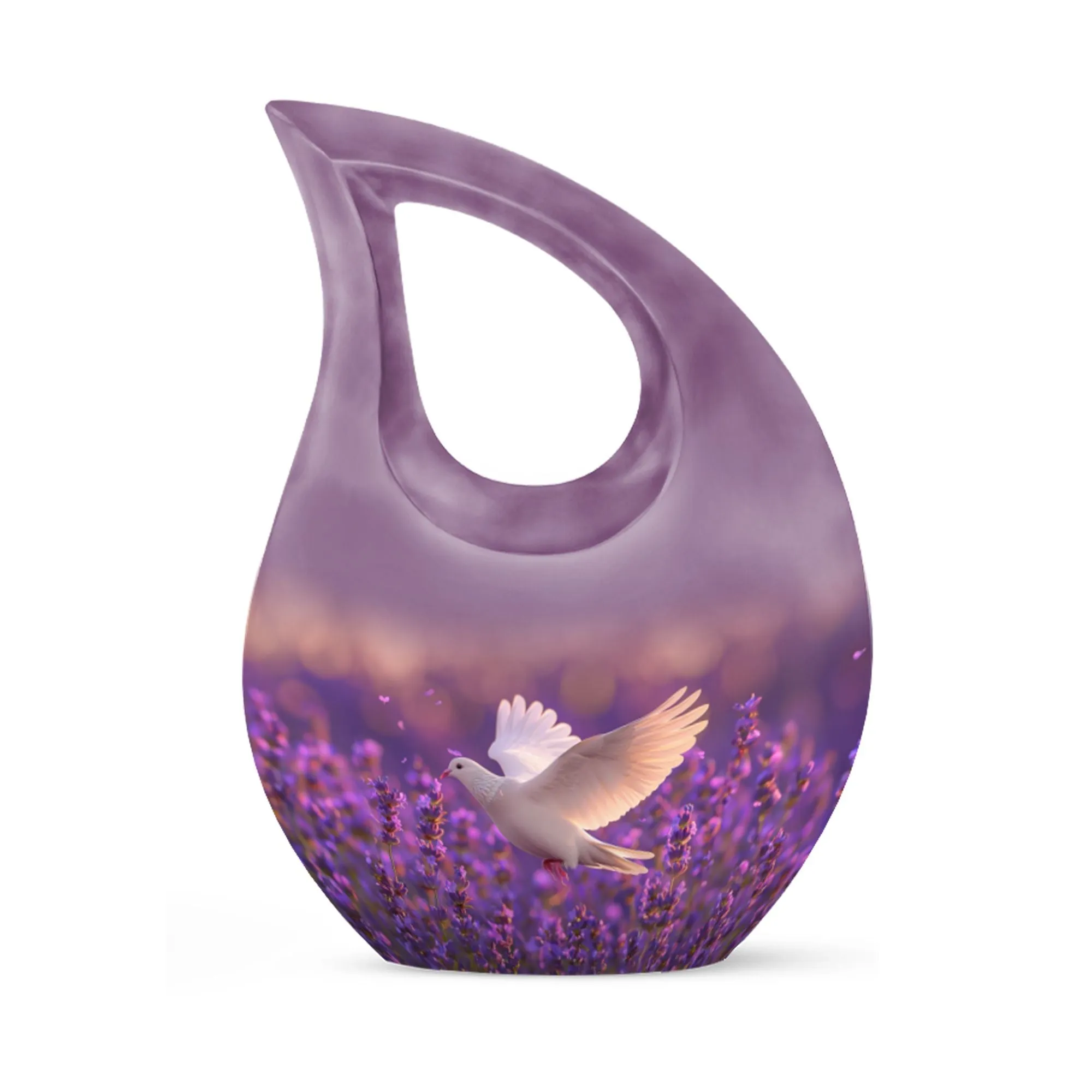 White Dove on Purple, Personalized Urn For Beloved Mom