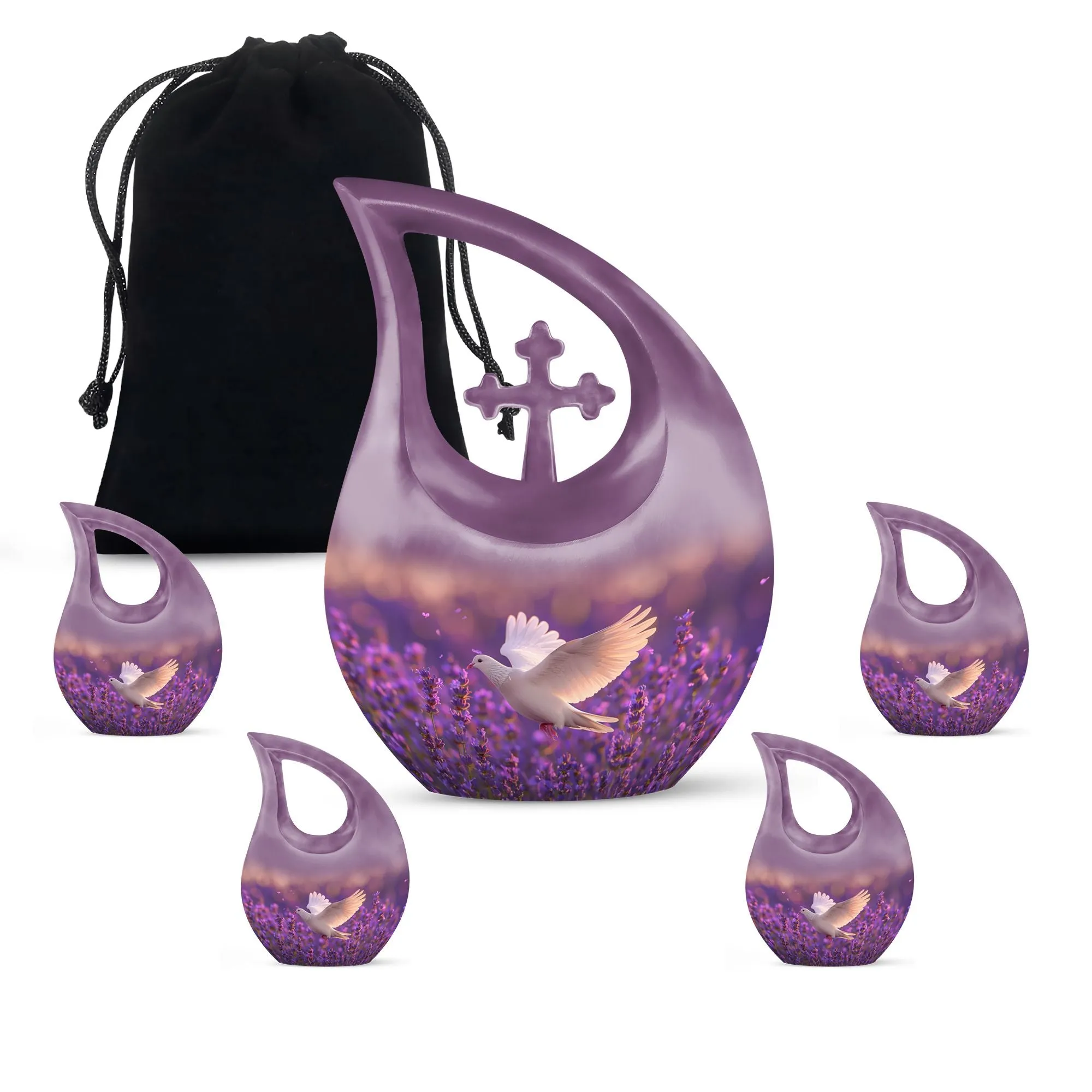 White Dove on Purple, Personalized Urn For Beloved Mom