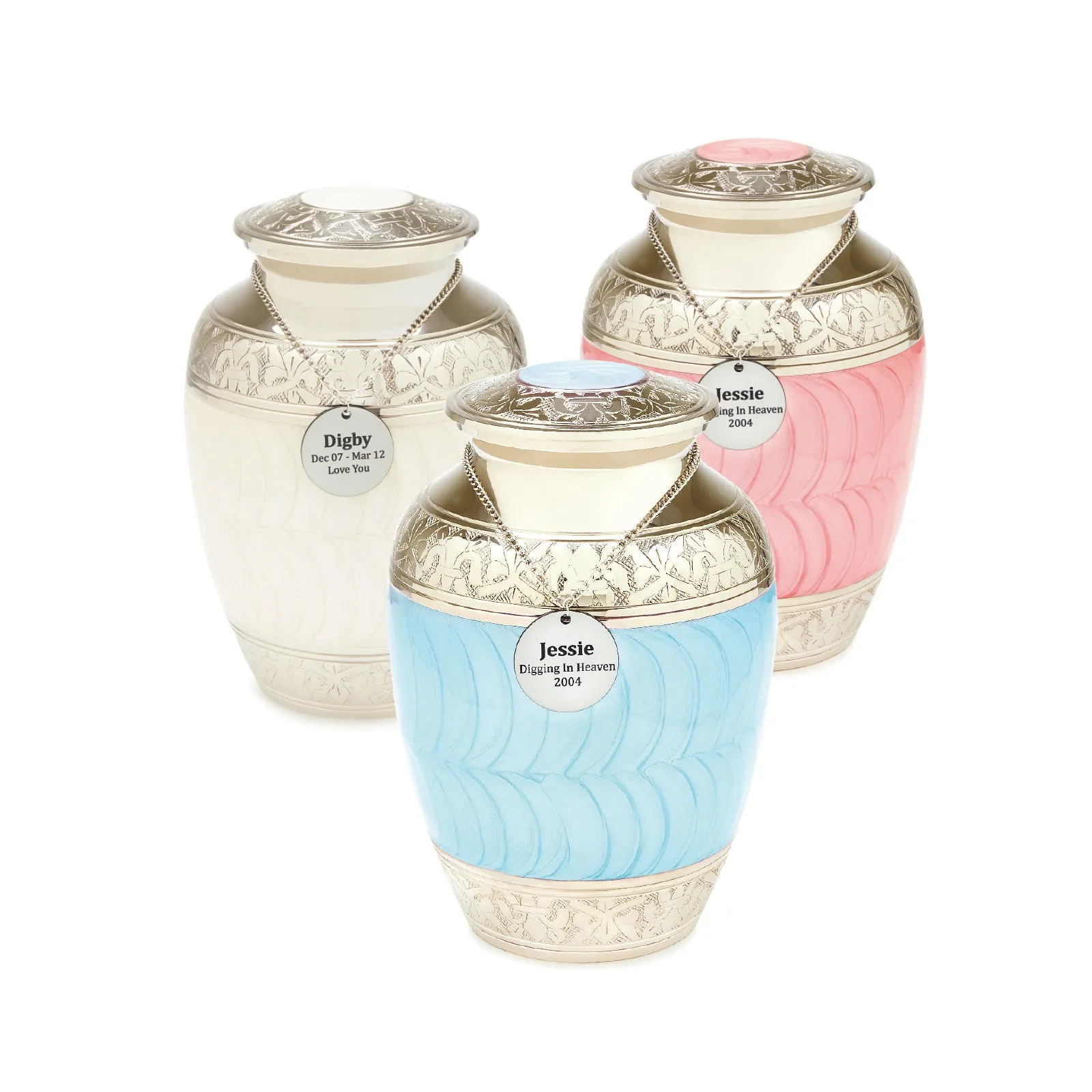 White Enamel Metal Urn