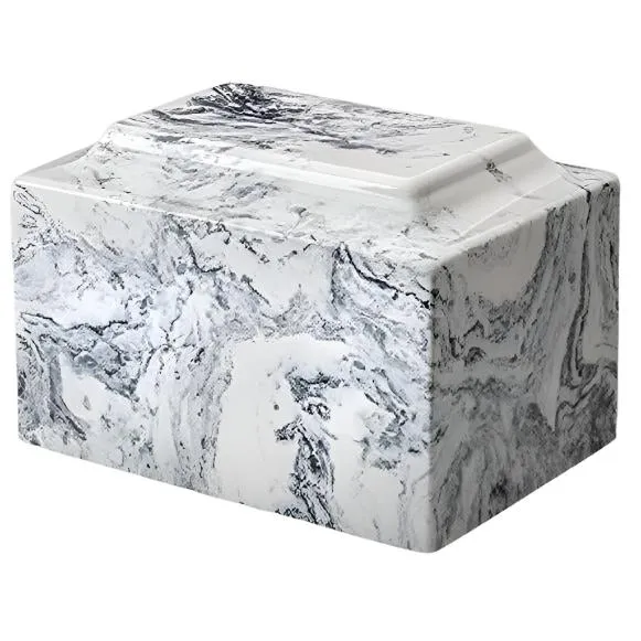 White w/Black Veins Cremation Urn