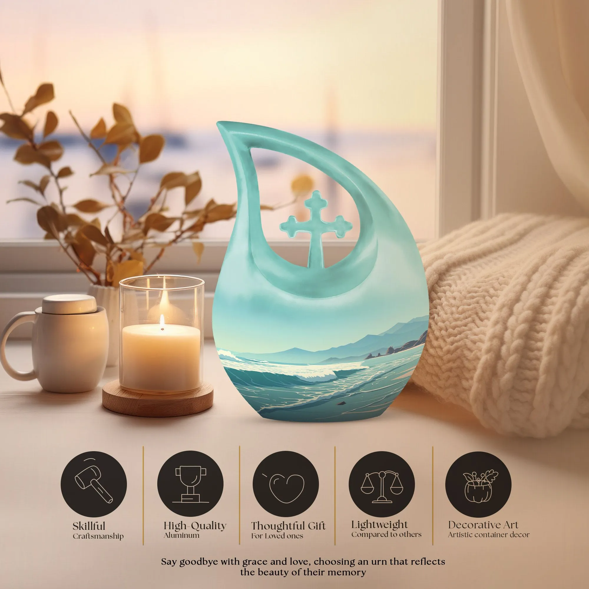 Wilderness Whisper Cross Drop Design Memorial Urn for Serene