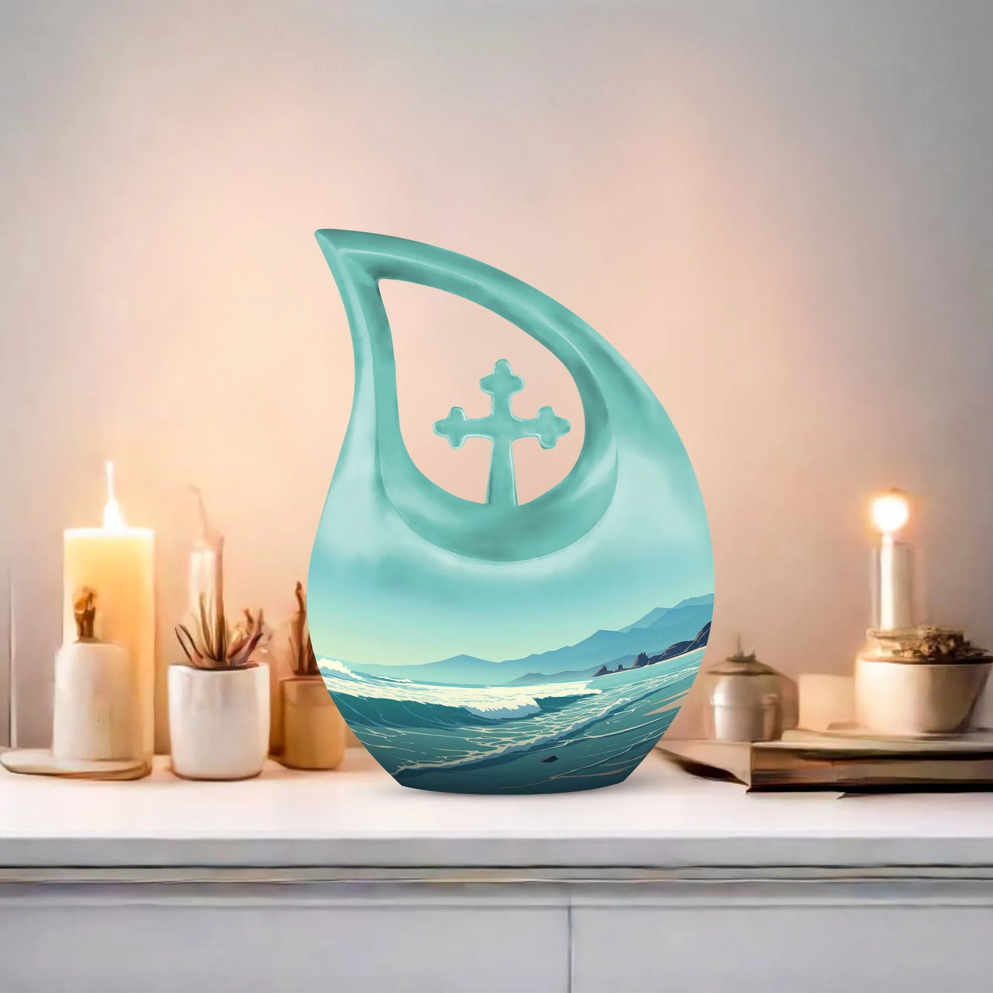 Wilderness Whisper Cross Drop Design Memorial Urn for Serene
