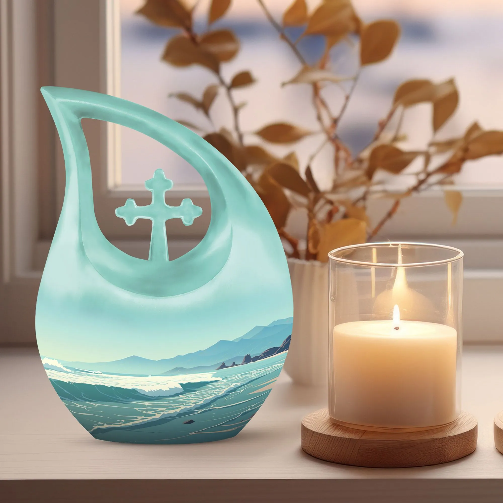Wilderness Whisper Cross Drop Design Memorial Urn for Serene