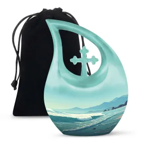 Wilderness Whisper Cross Drop Design Memorial Urn for Serene