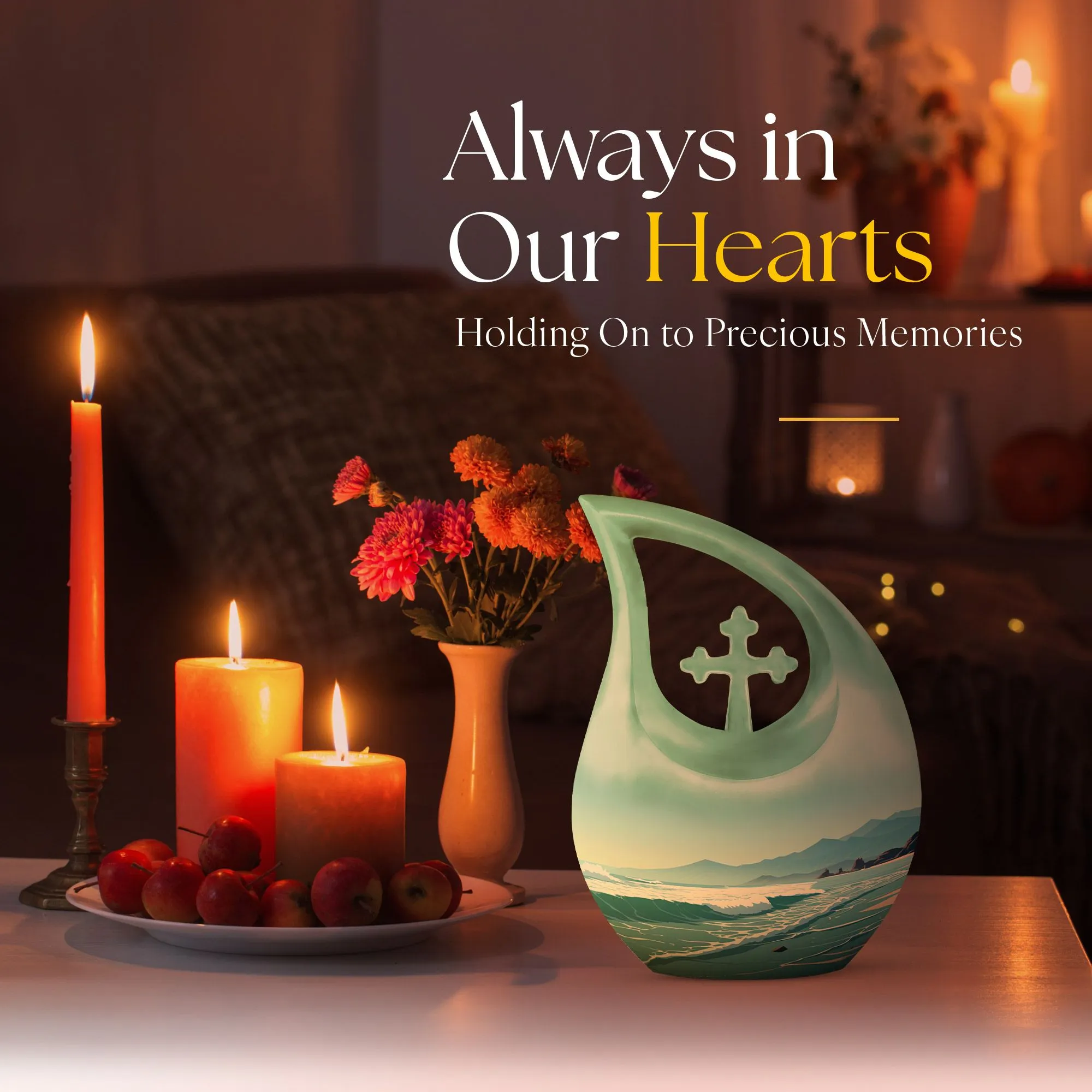 Wilderness Whisper Cross Drop Design Memorial Urn for Serene