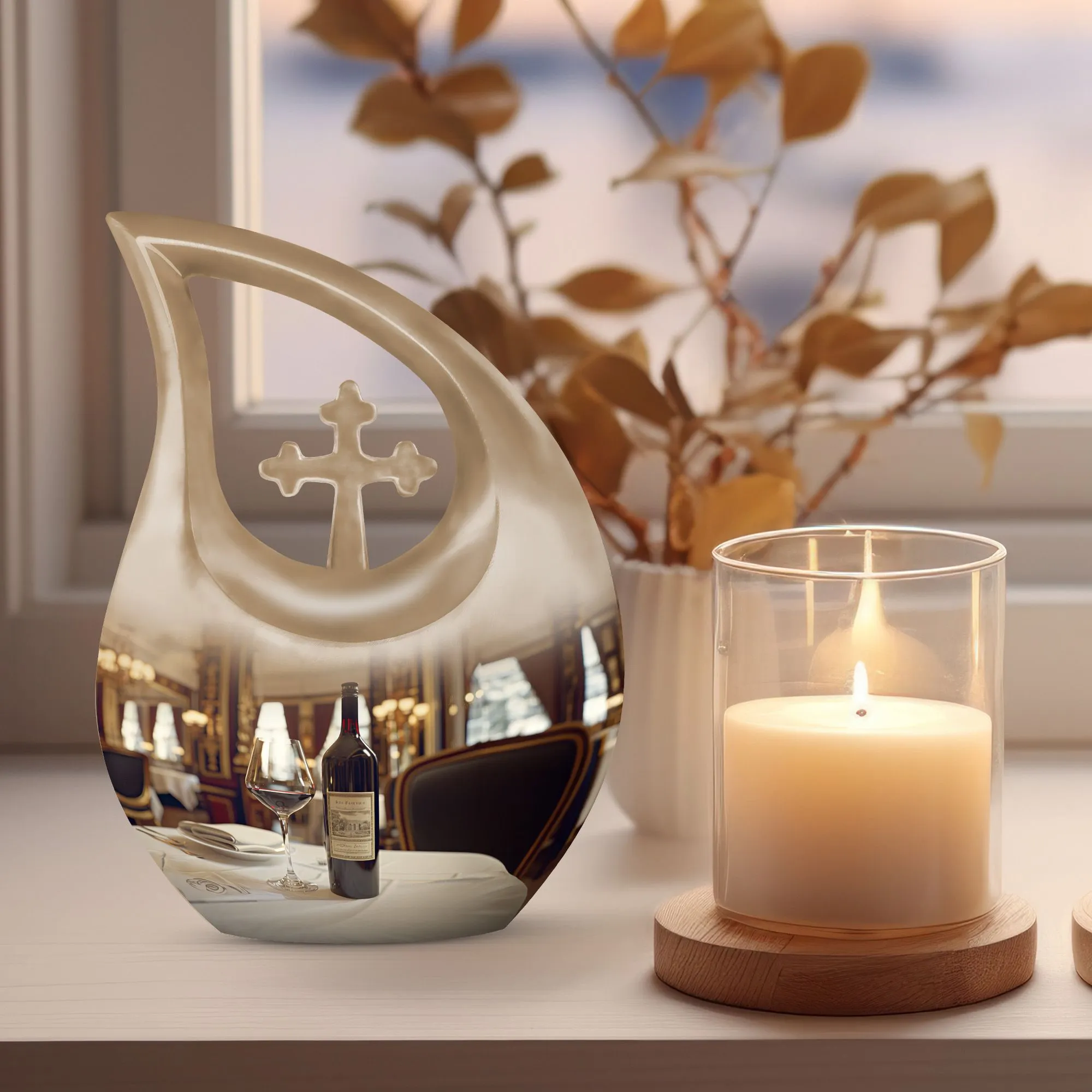 Wine-hued Memorial Urn: A Loving Remembrance for Departed Souls