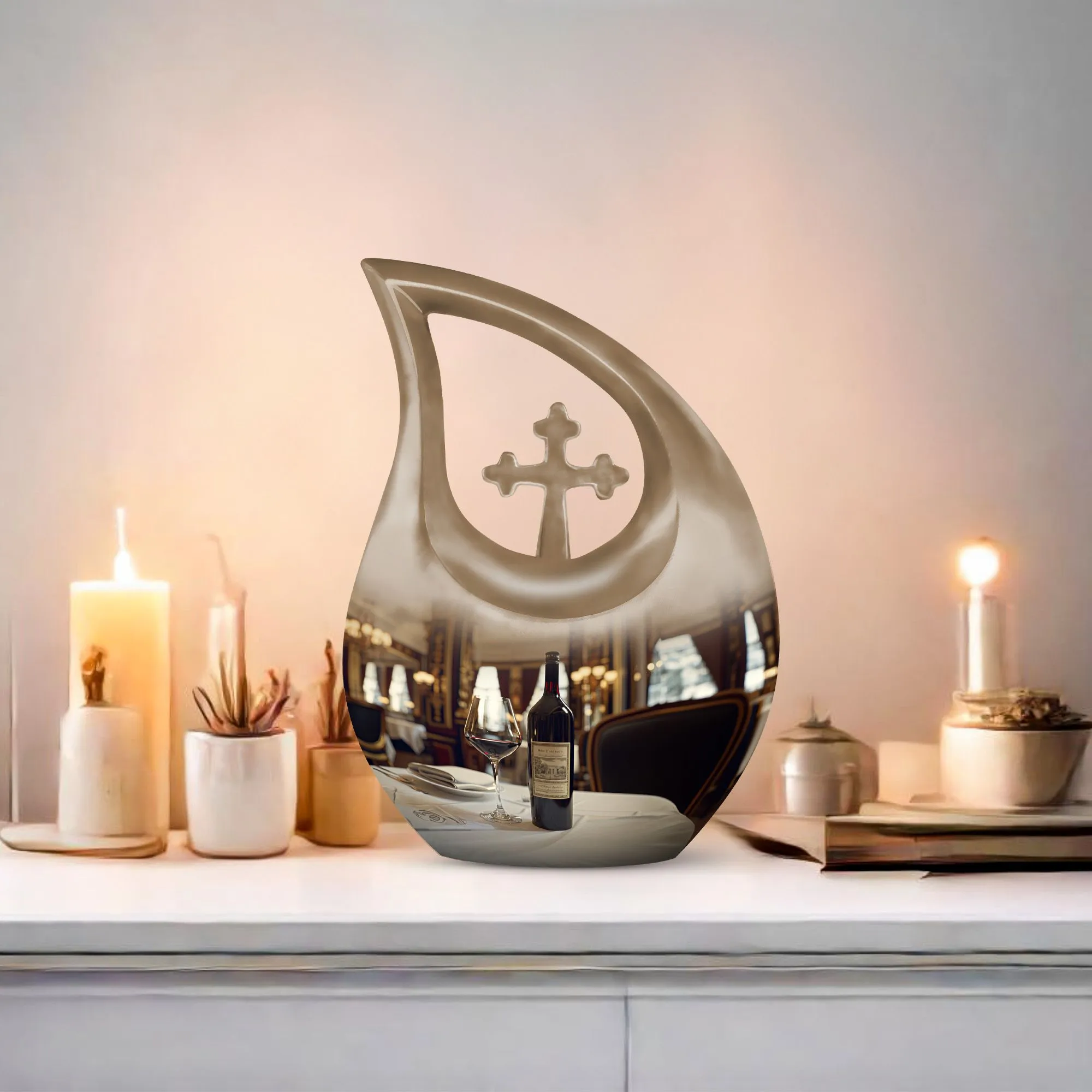 Wine-hued Memorial Urn: A Loving Remembrance for Departed Souls