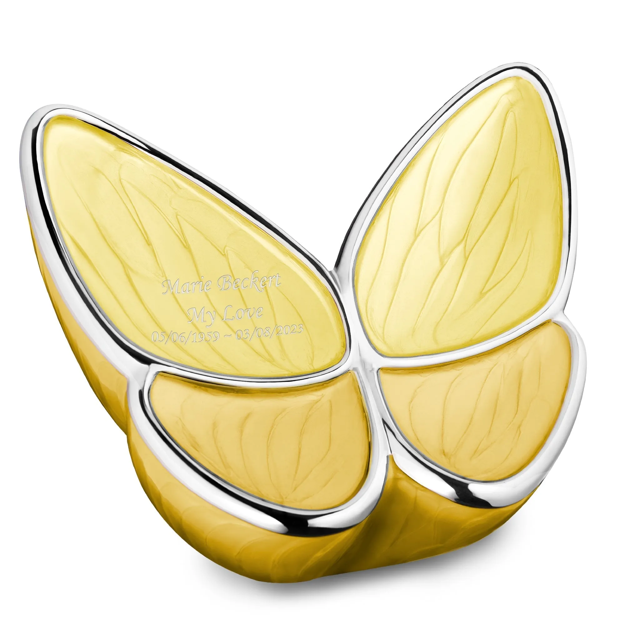 Wings of Hope Butterfly Cremation Urn in Pearl Yellow