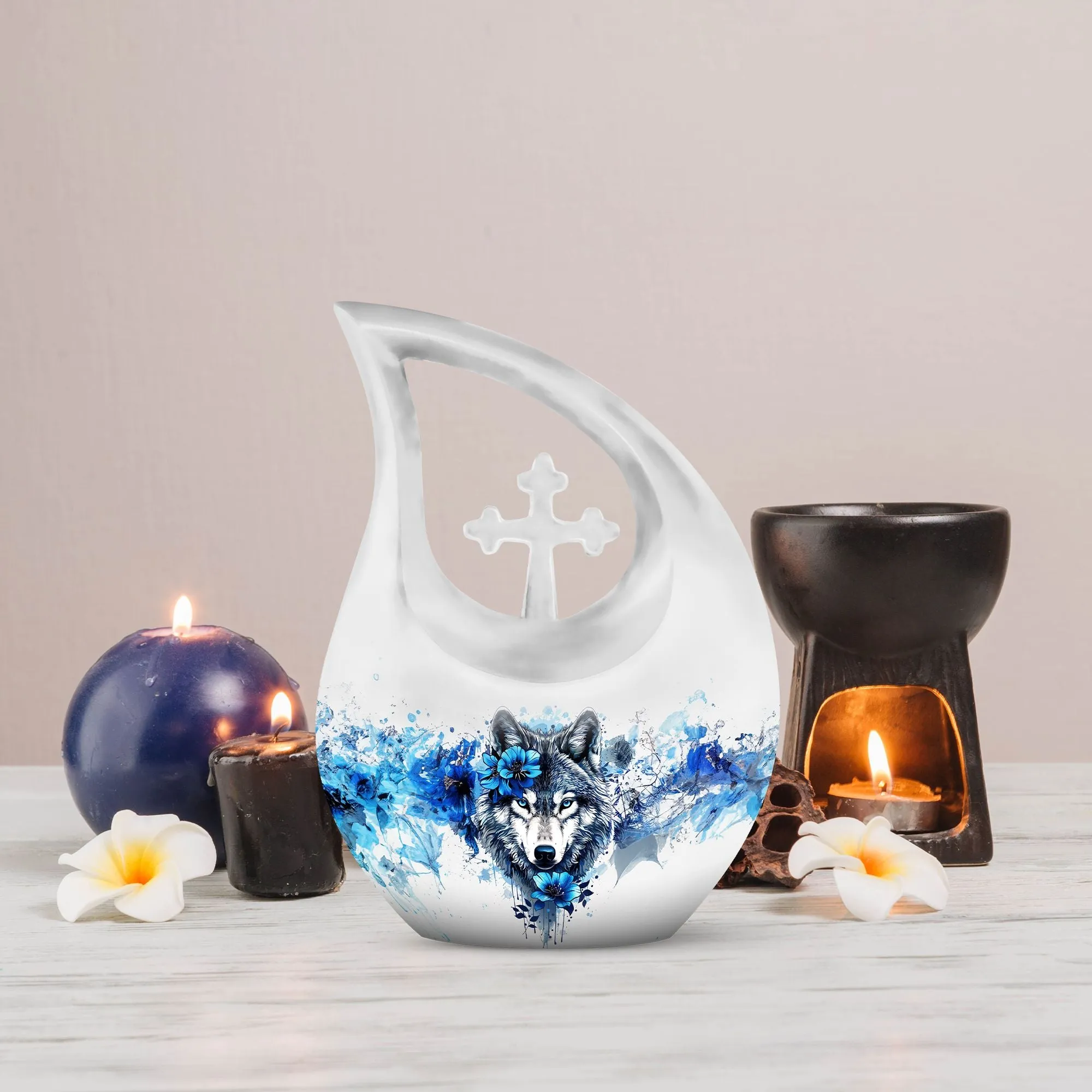 Wolf's Embrace - Solemn Keepsake Memorial Urn for Eternal Peace