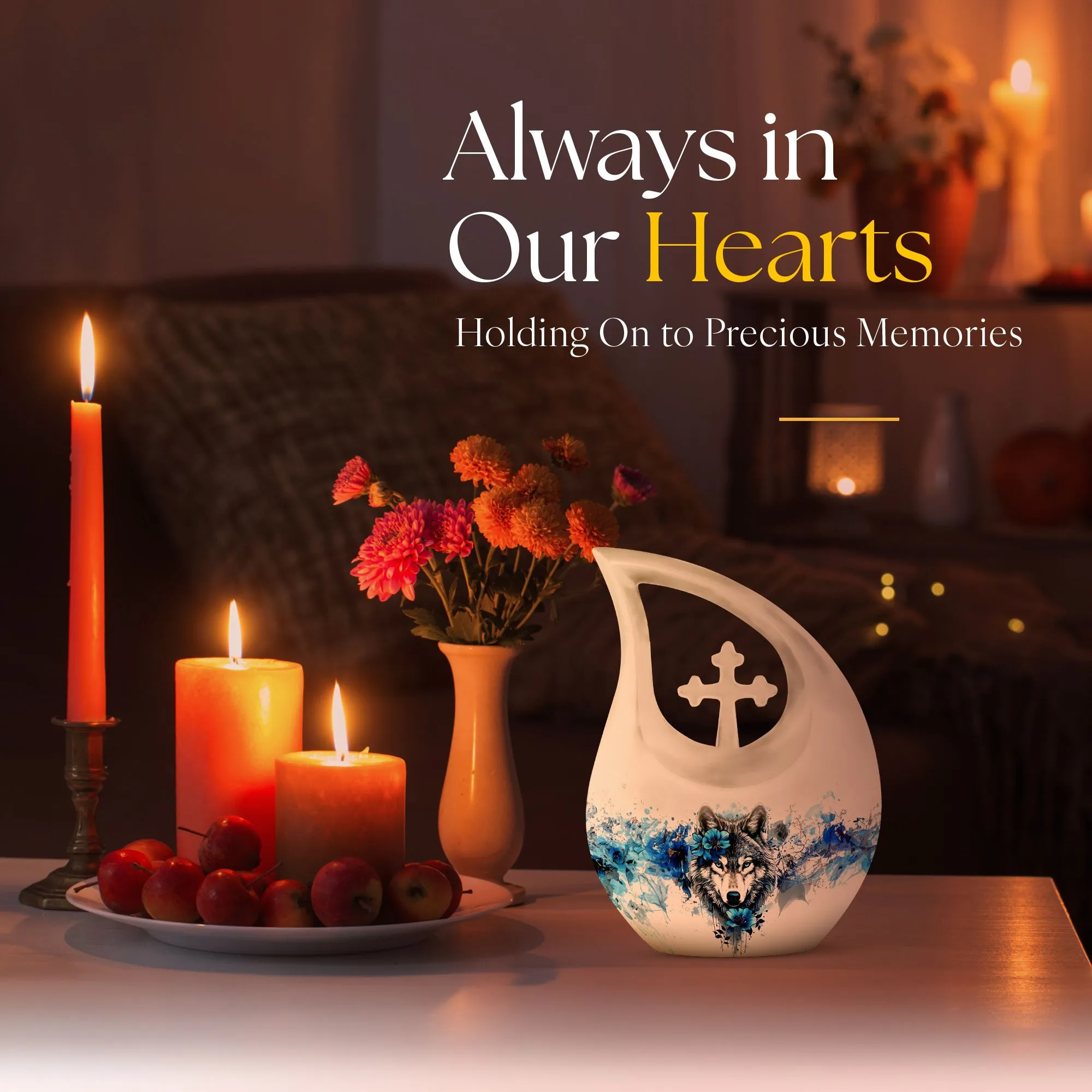 Wolf's Embrace - Solemn Keepsake Memorial Urn for Eternal Peace