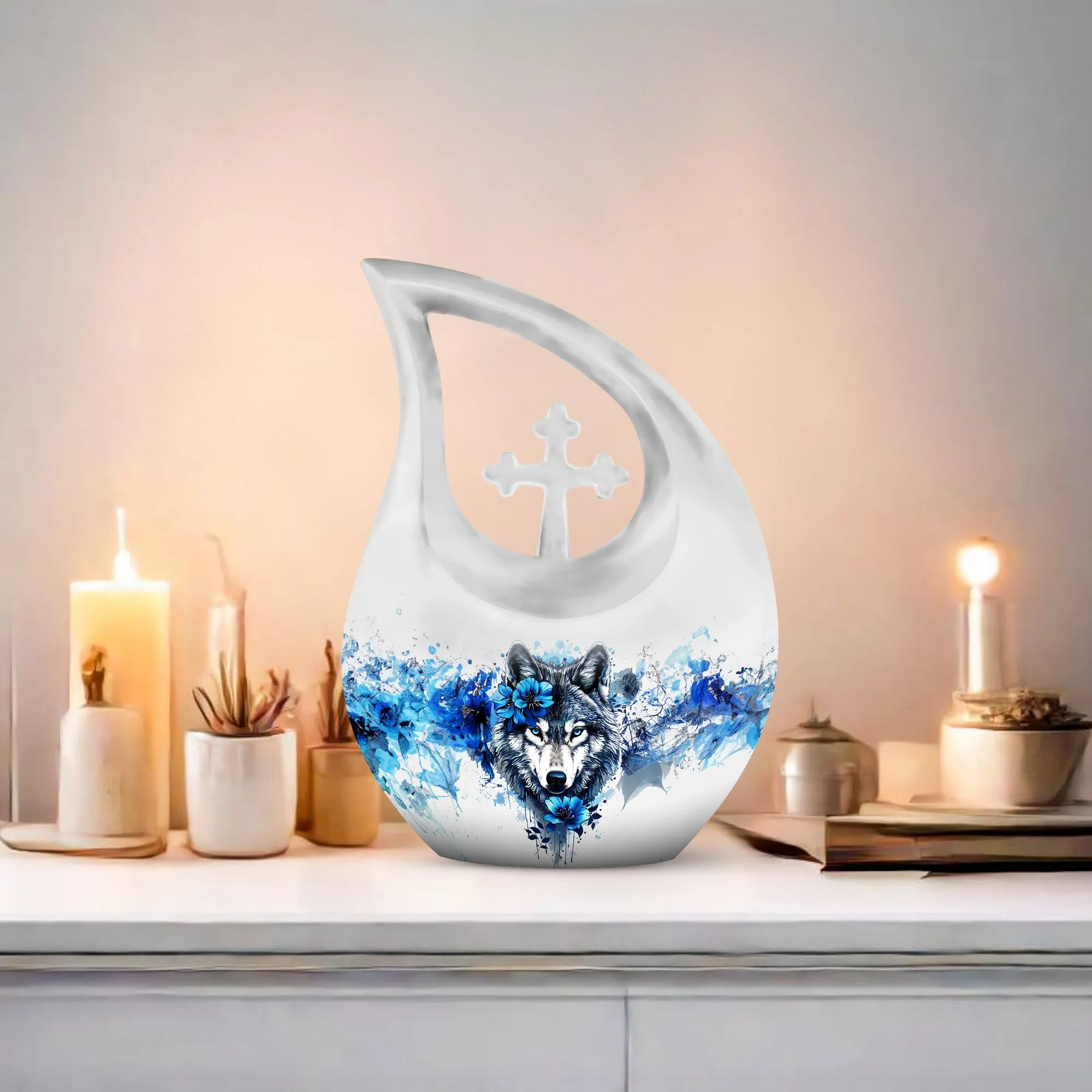 Wolf's Embrace - Solemn Keepsake Memorial Urn for Eternal Peace