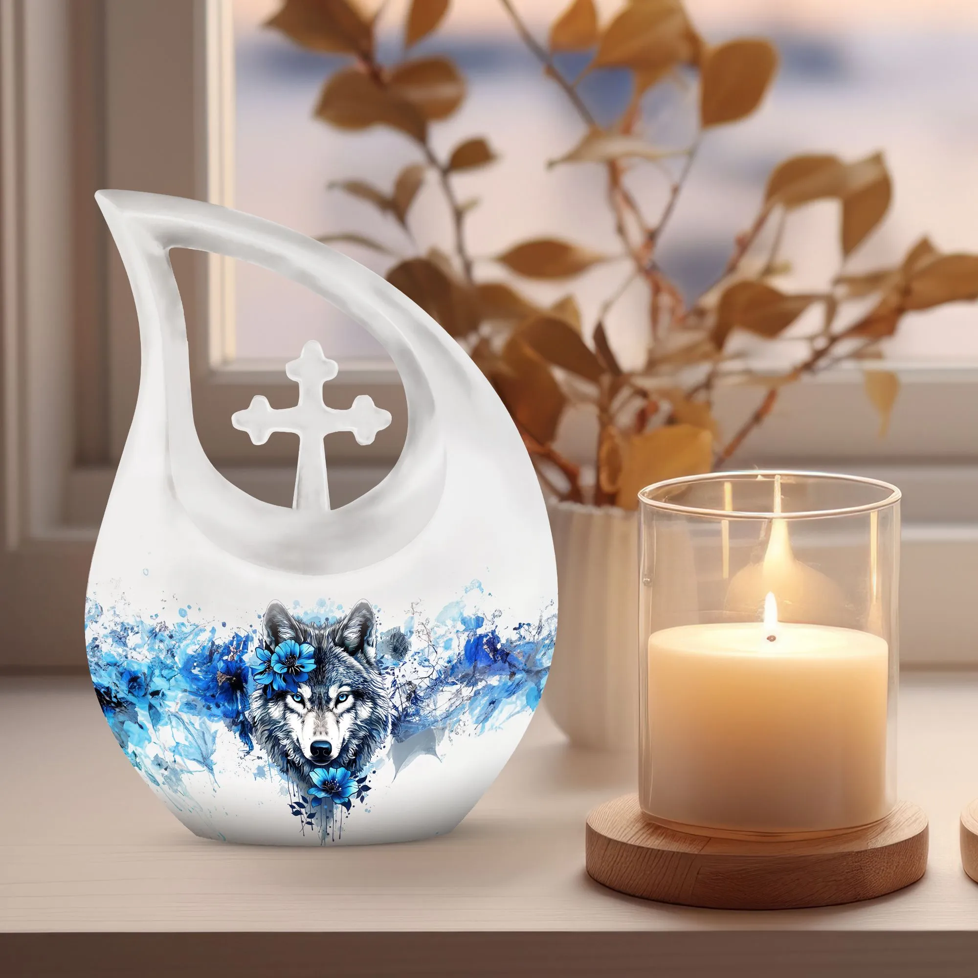 Wolf's Embrace - Solemn Keepsake Memorial Urn for Eternal Peace