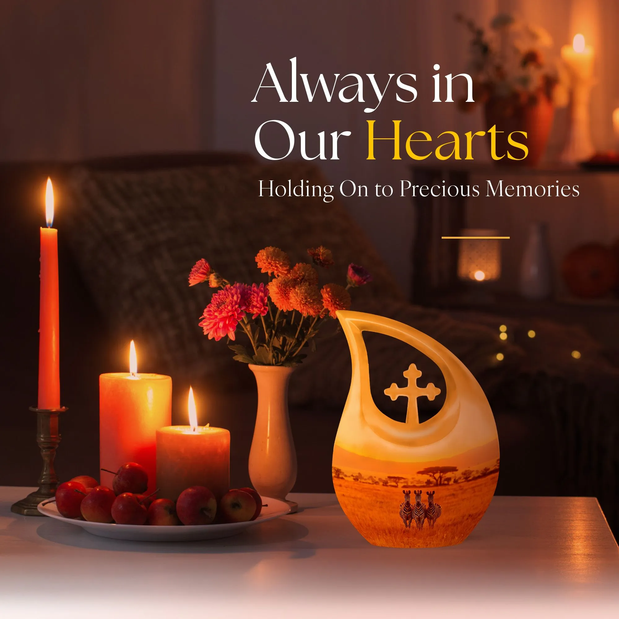 Zebra Themed Memorial Dignity - A Large Capacity for Cremation Remembrance