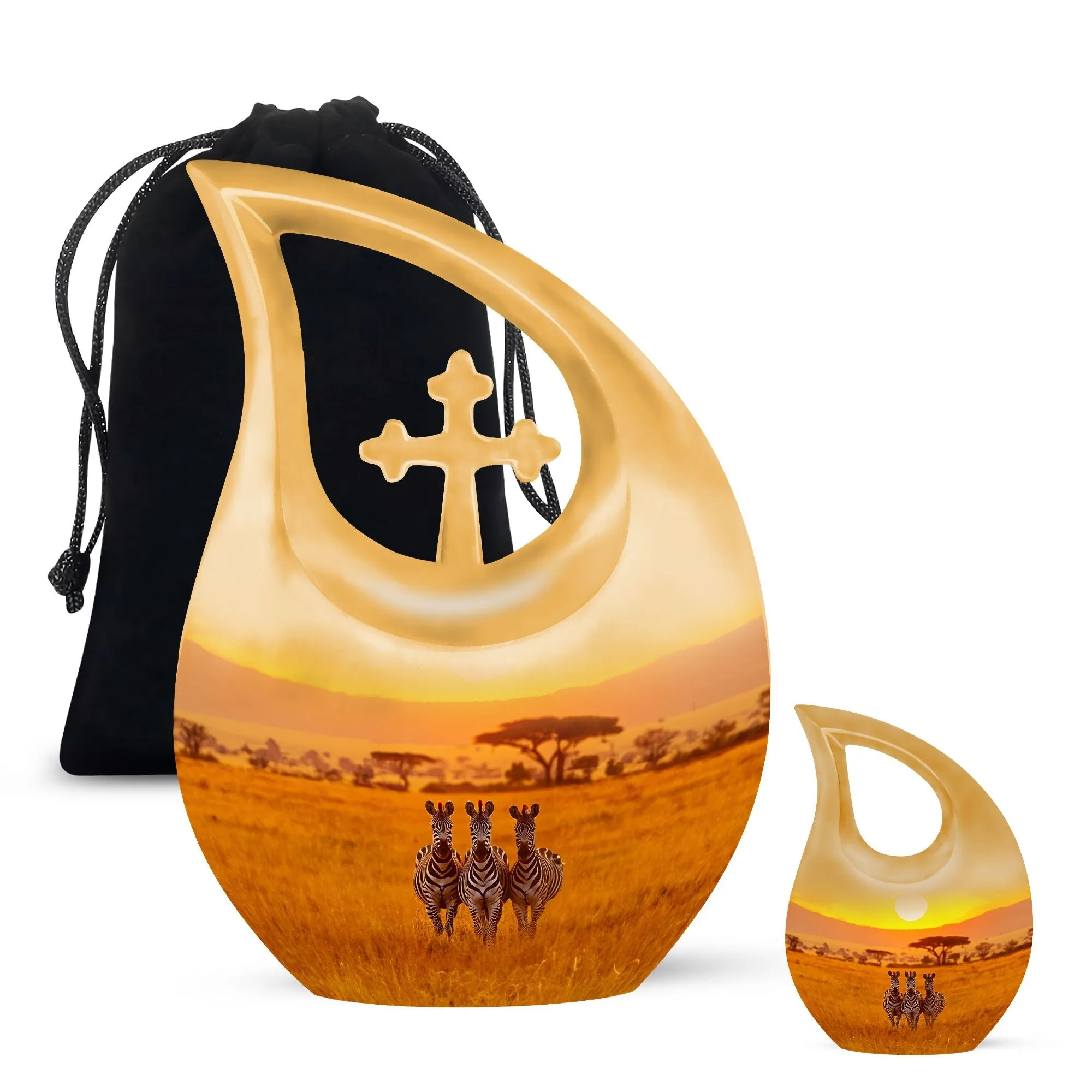Zebra Themed Memorial Dignity - A Large Capacity for Cremation Remembrance