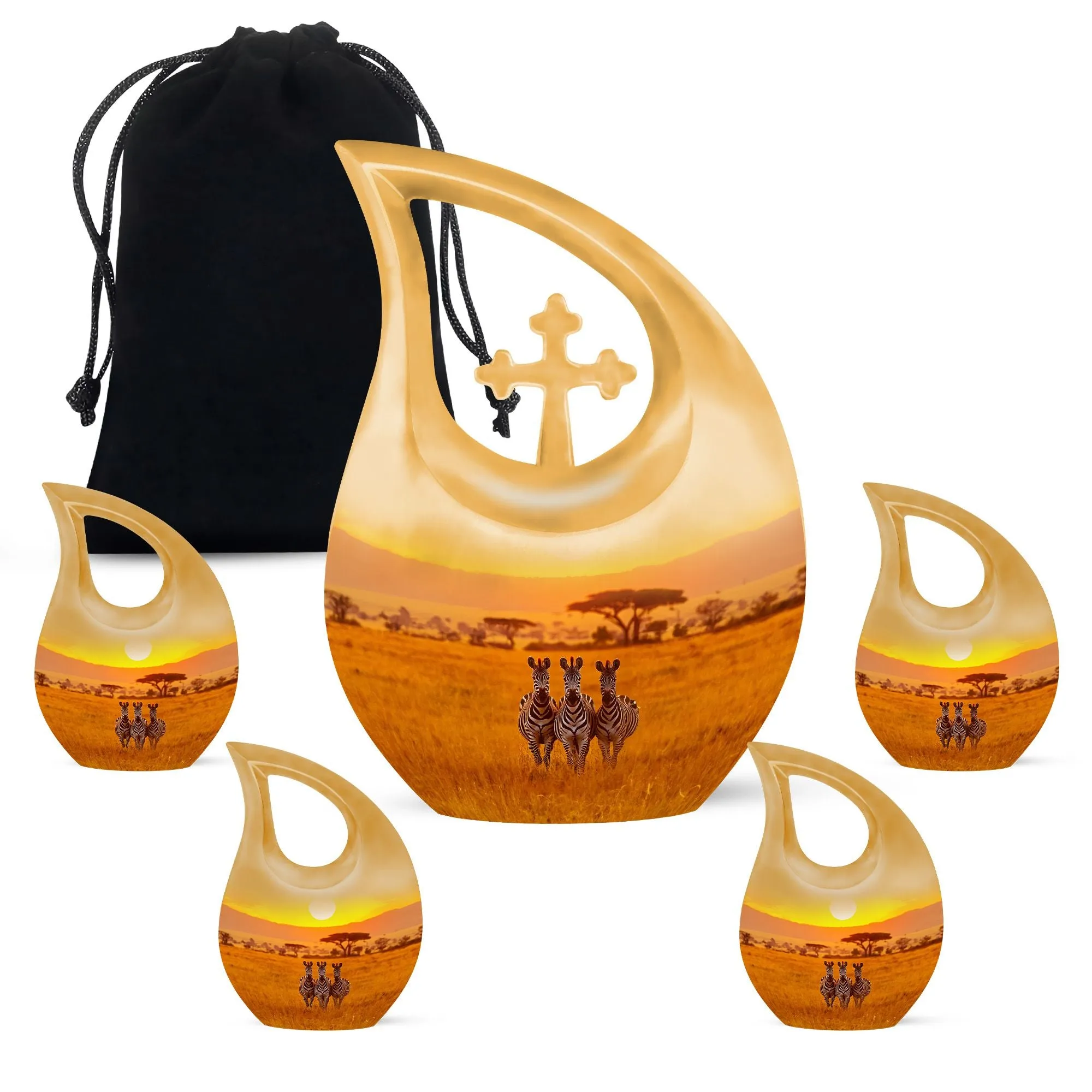 Zebra Themed Memorial Dignity - A Large Capacity for Cremation Remembrance