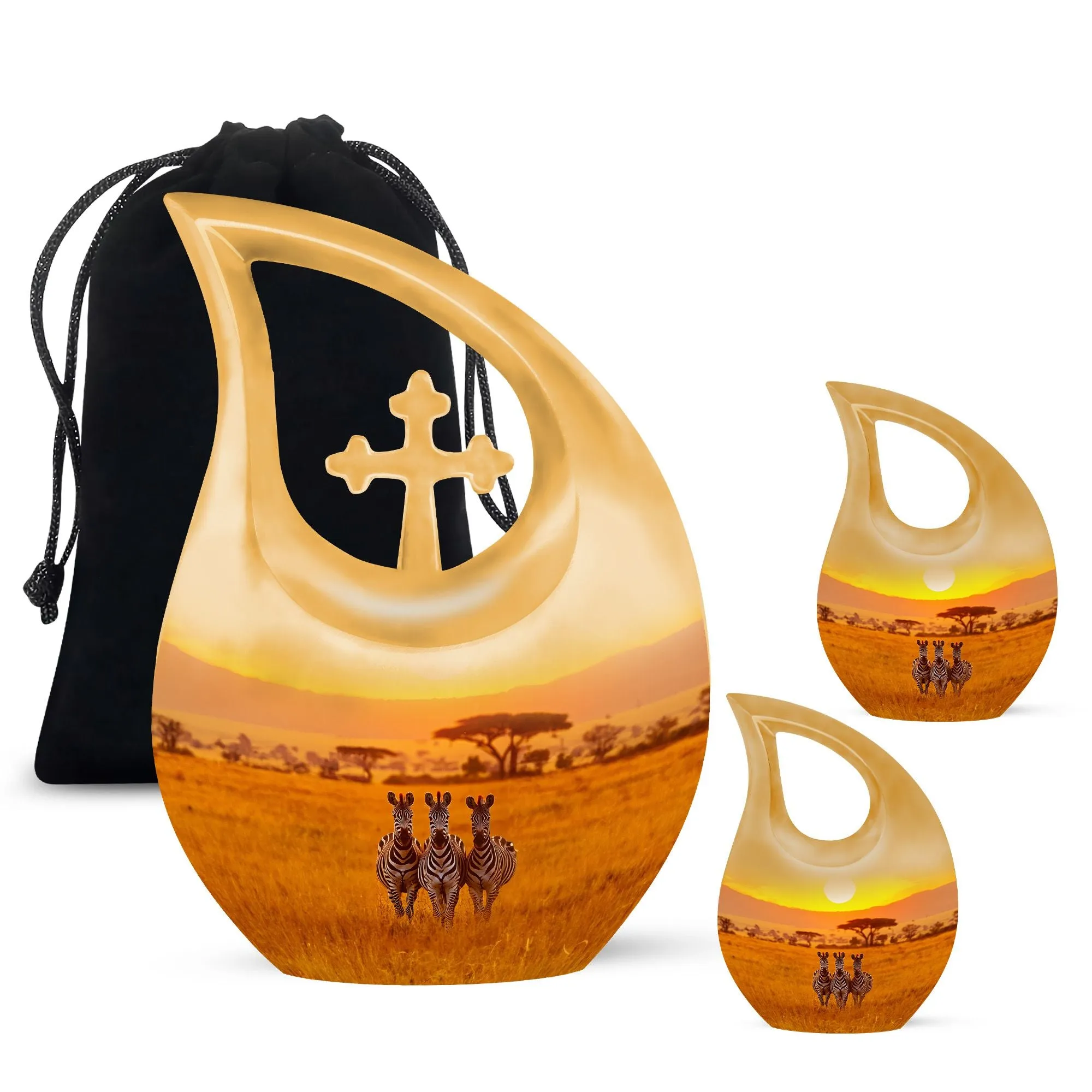 Zebra Themed Memorial Dignity - A Large Capacity for Cremation Remembrance