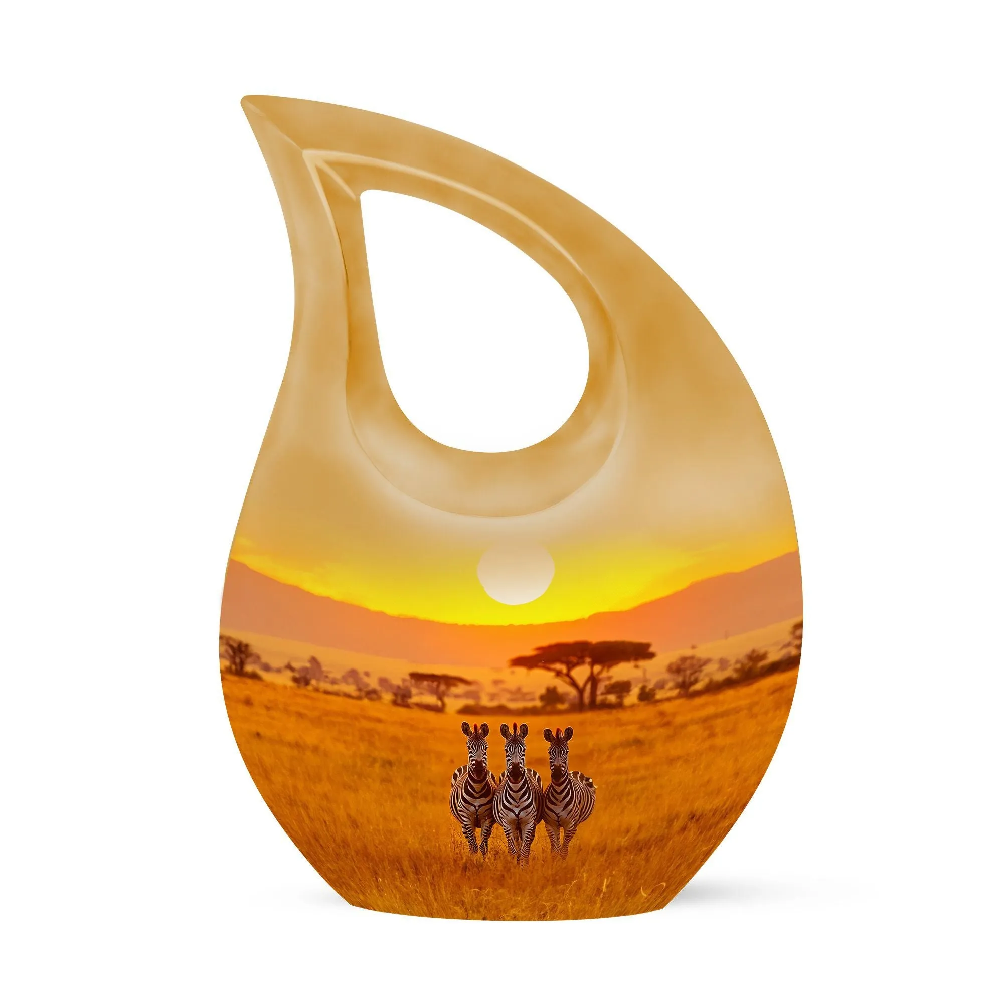 Zebra Themed Memorial Dignity - A Large Capacity for Cremation Remembrance