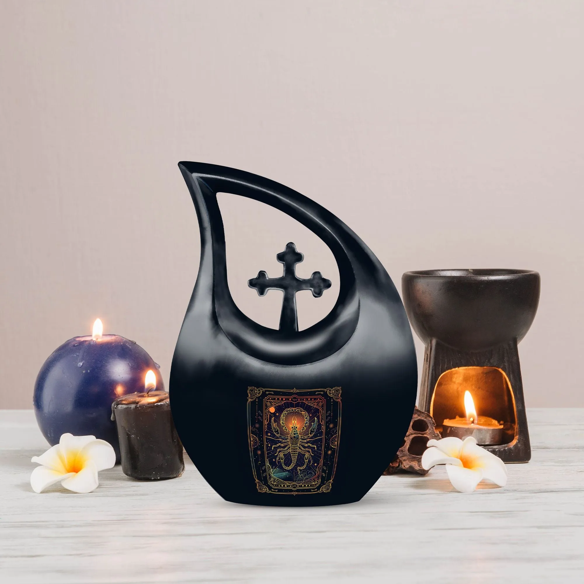 Zodiac Cross Drop Memorial Urn - Funeral Elegance for Endearing