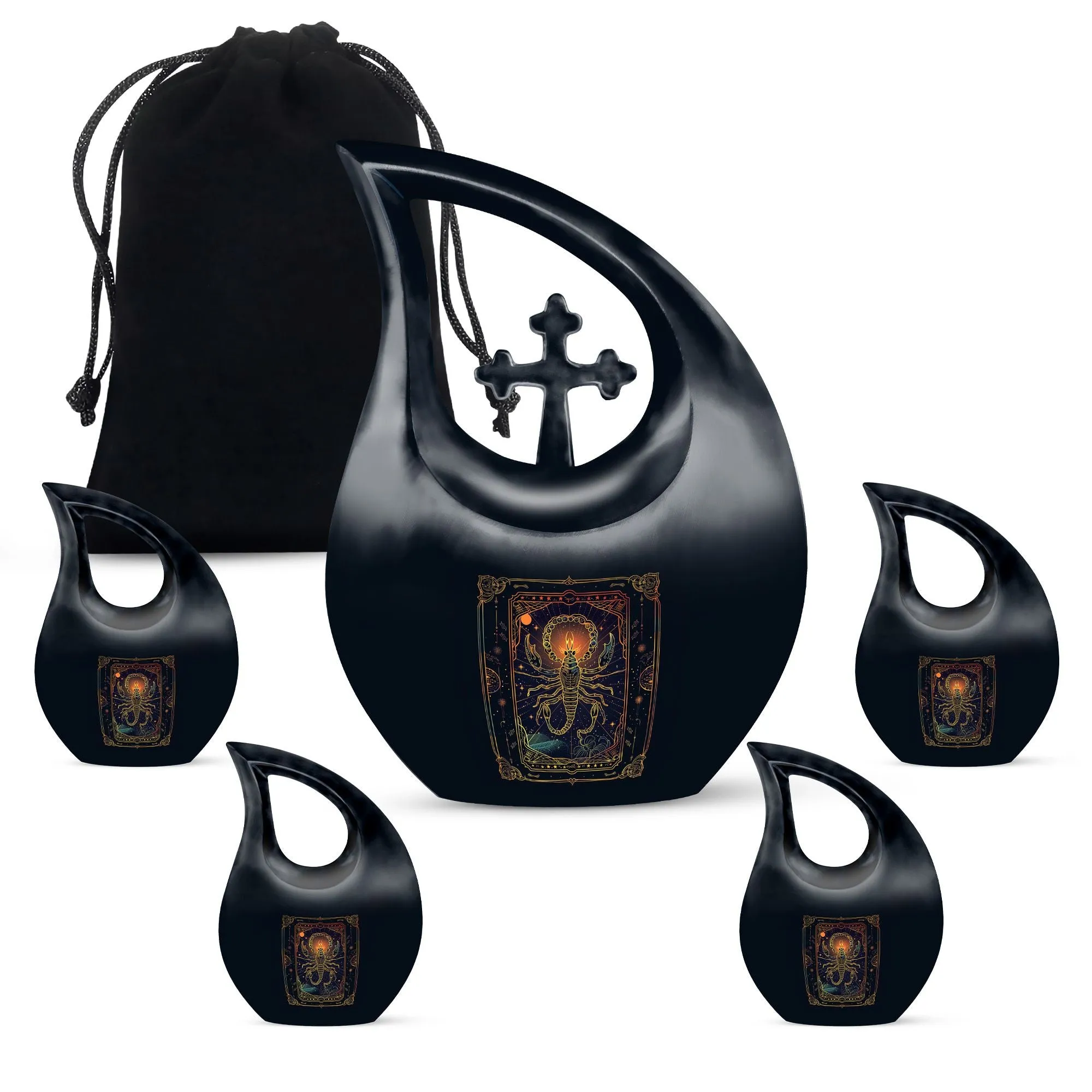 Zodiac Cross Drop Memorial Urn - Funeral Elegance for Endearing
