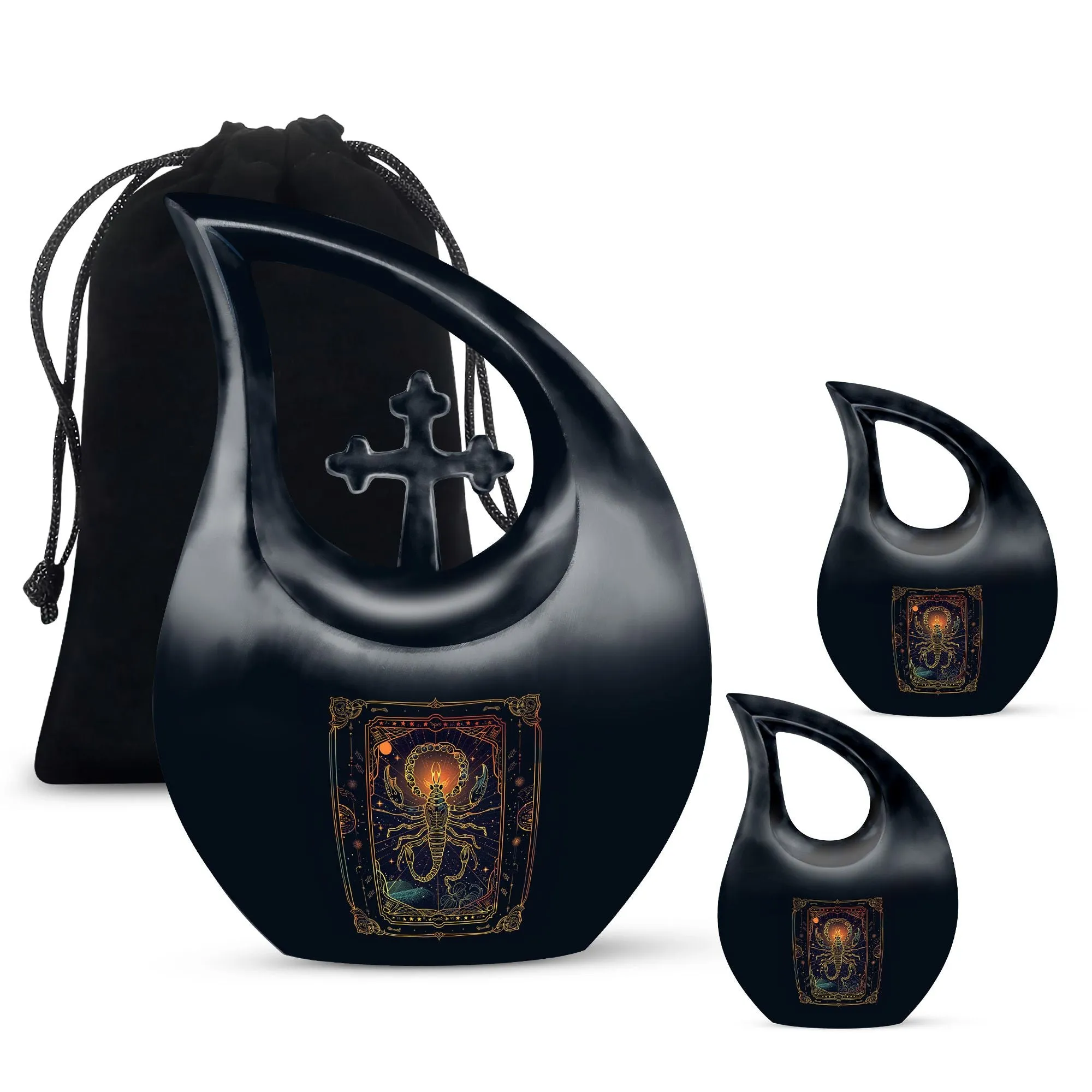 Zodiac Cross Drop Memorial Urn - Funeral Elegance for Endearing