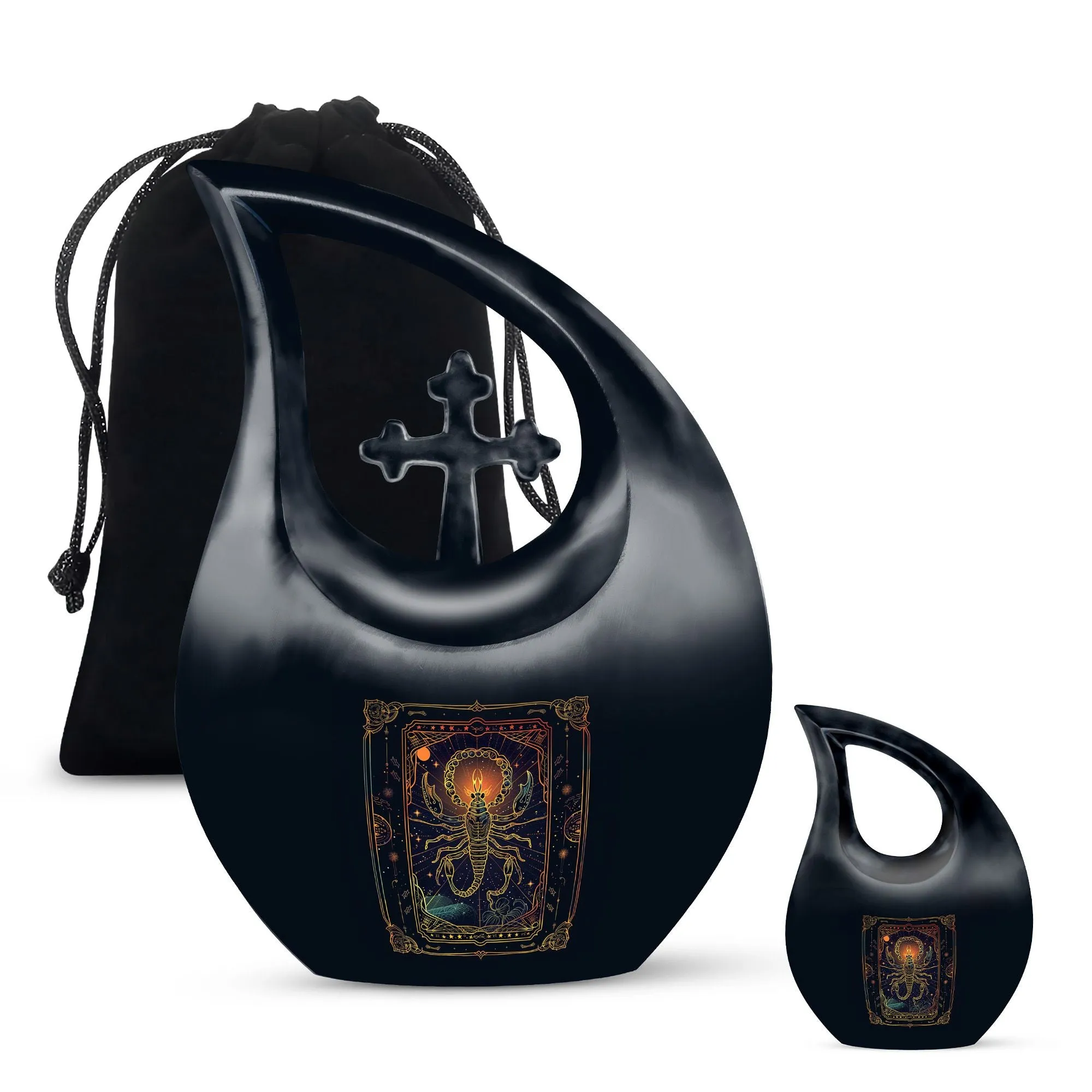 Zodiac Cross Drop Memorial Urn - Funeral Elegance for Endearing