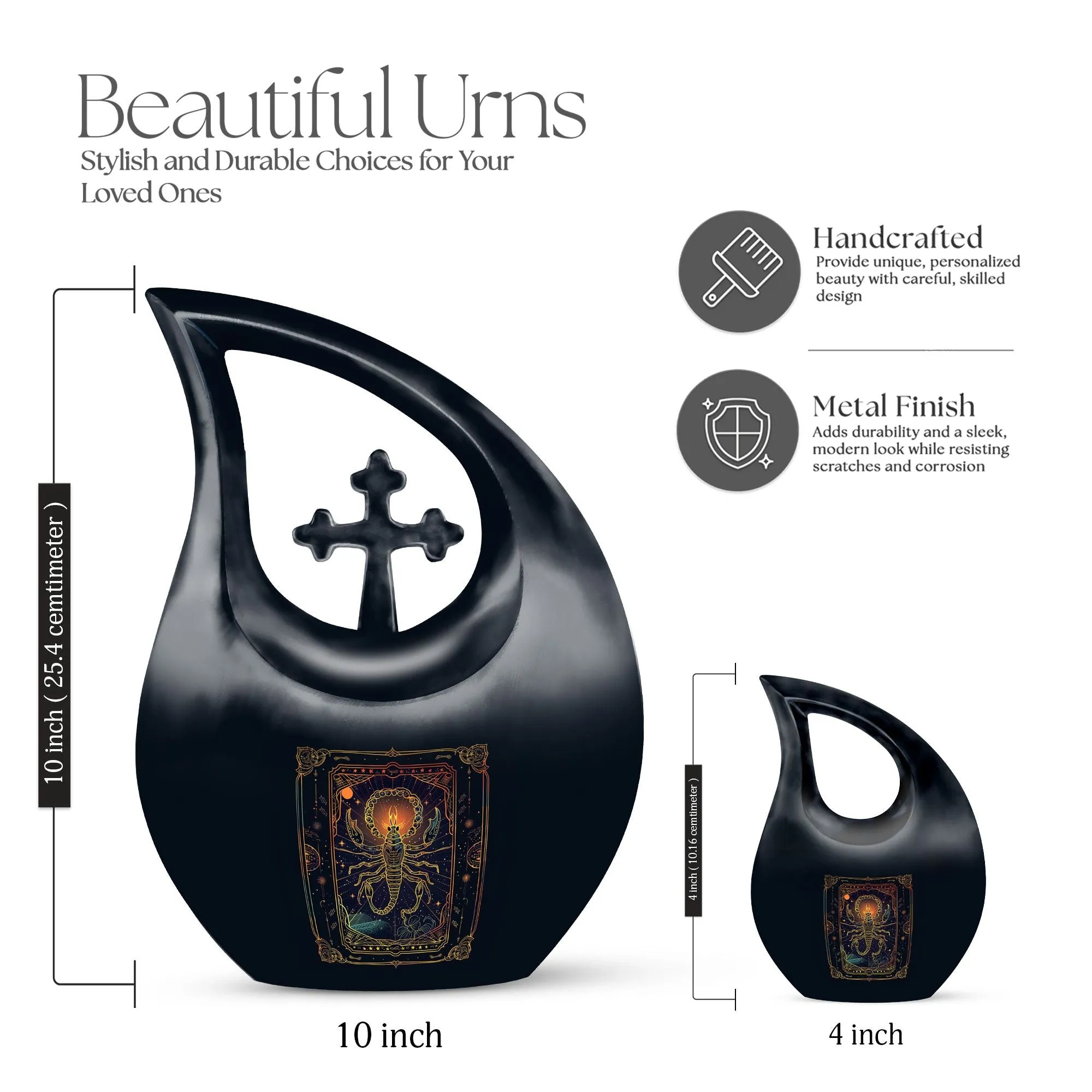 Zodiac Cross Drop Memorial Urn - Funeral Elegance for Endearing